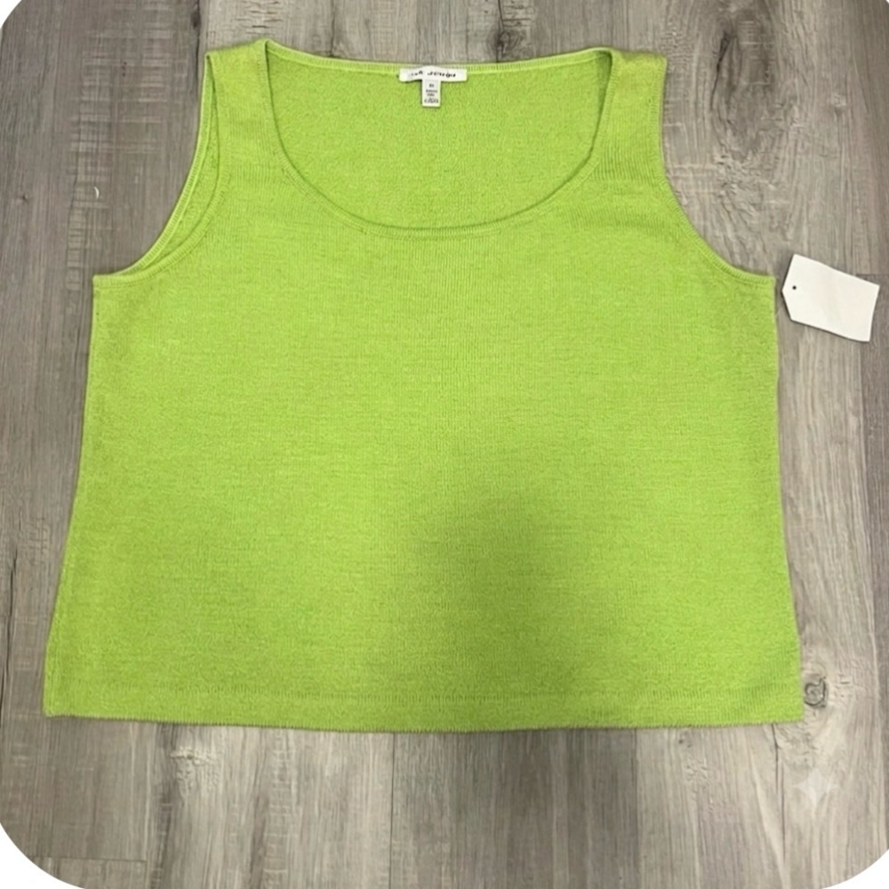 St. John Lime Green Knit Sleeveless Wool Blend Top Old Money - XL - NWT